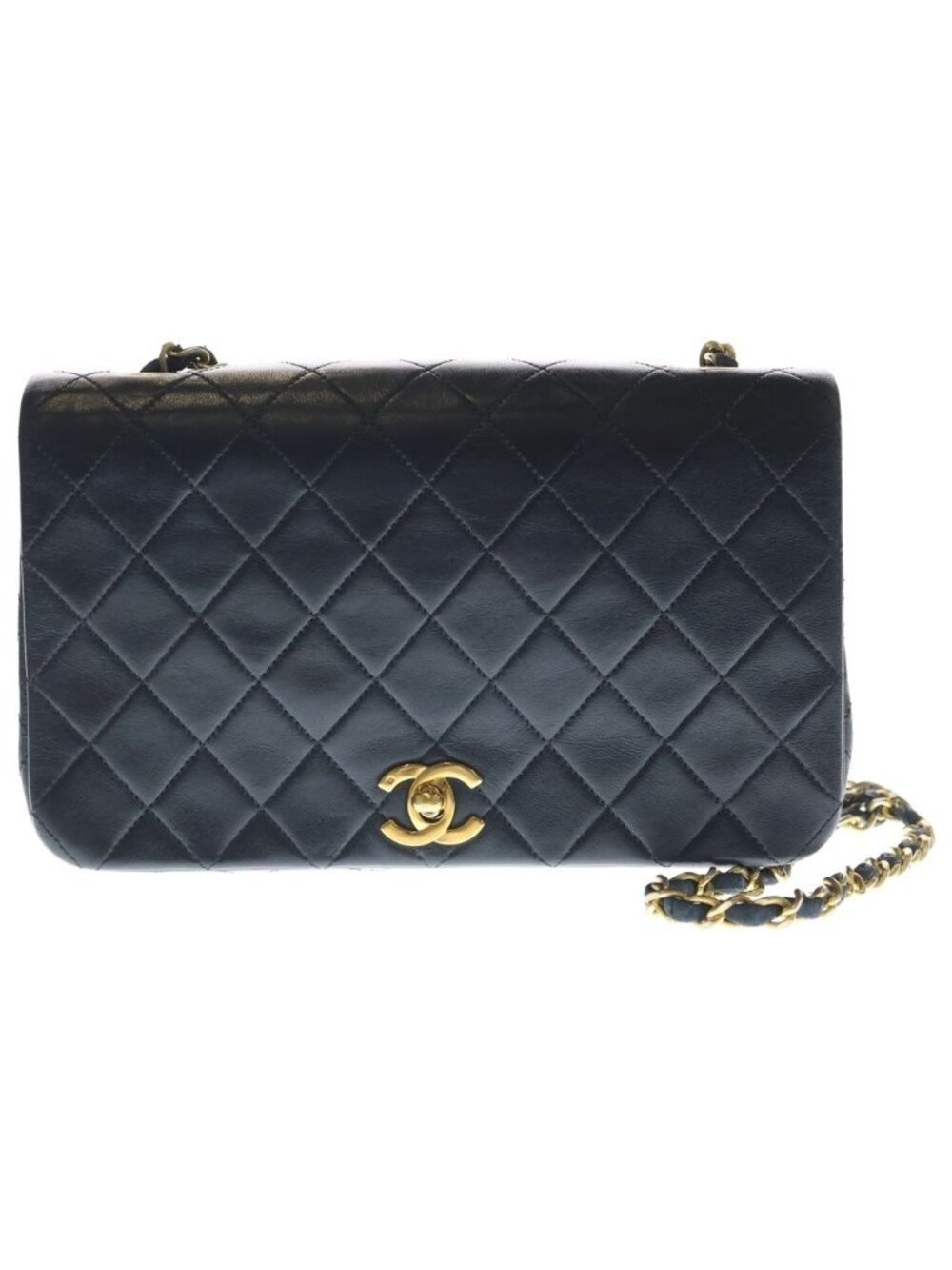 Chanel Quilted 23 Lambskin Full Flap Turnlock Gold Single Chain Shoulder